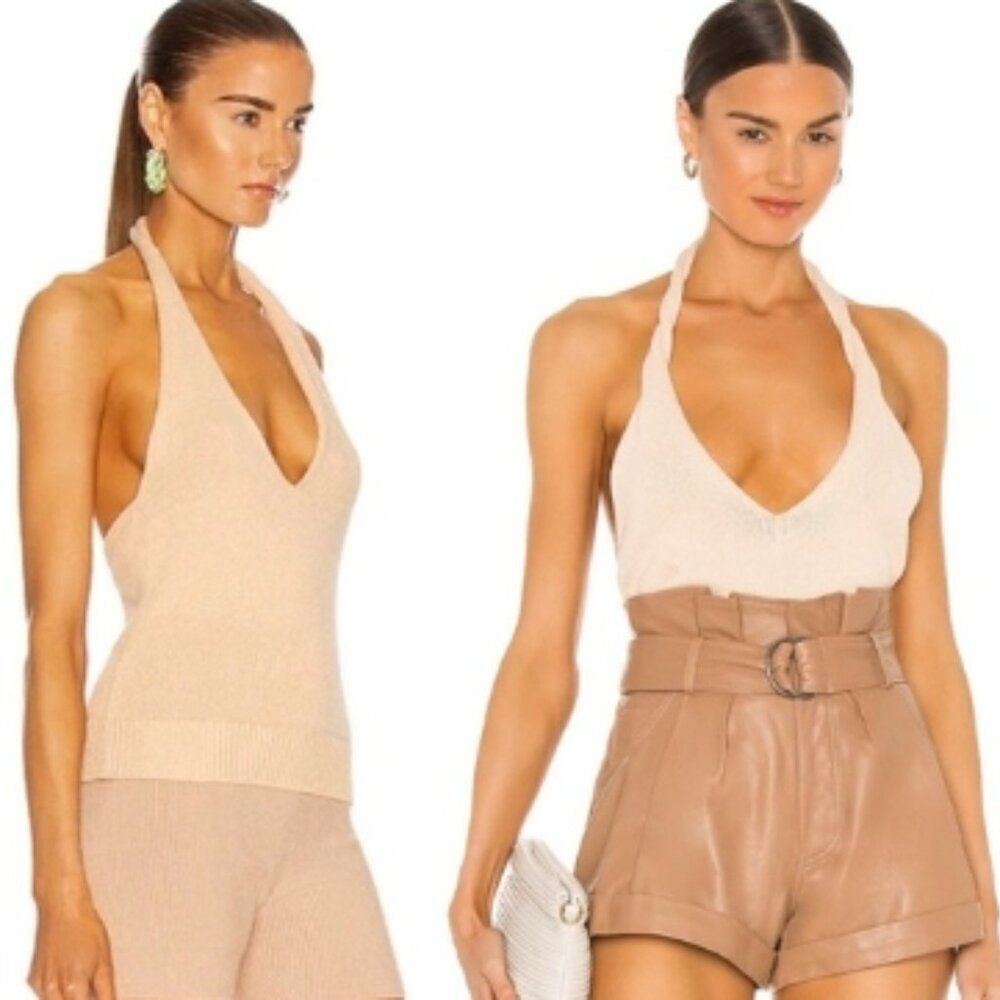 Like New! A.L.C. Kylen Knit Halter Top Elegant Cream Halter Top in Size L